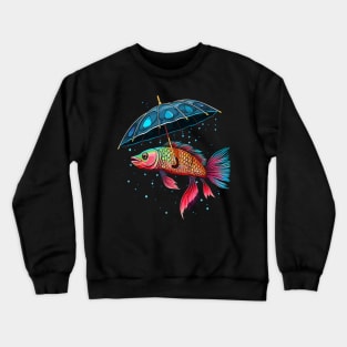 Arowana Rainy Day With Umbrella Crewneck Sweatshirt